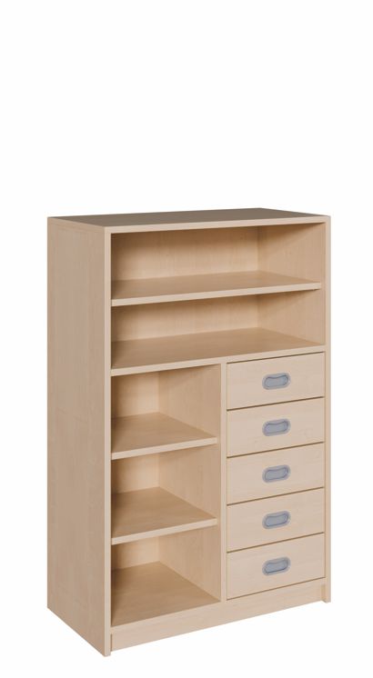 K Kombinationsschrank 120 cm, 5 Schübe re./li./Regal, 2 Breiten